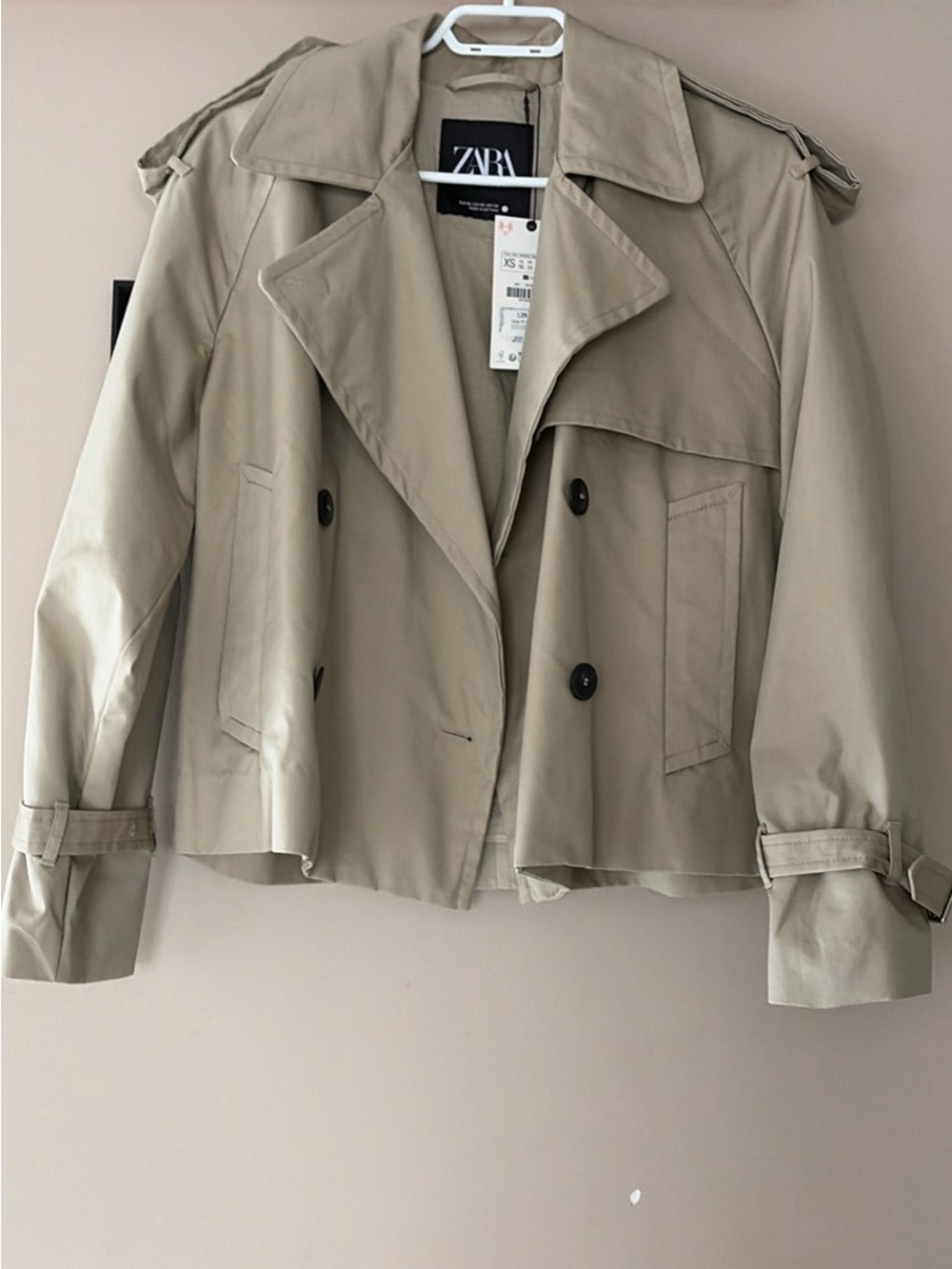 ZARA Short Trench Coat in Light Beige